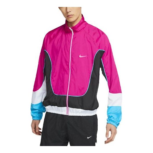 Vetrovka Nike Throwback Colorblock Woven Stand Collar Jacket Ružová | CV1932-698, 0