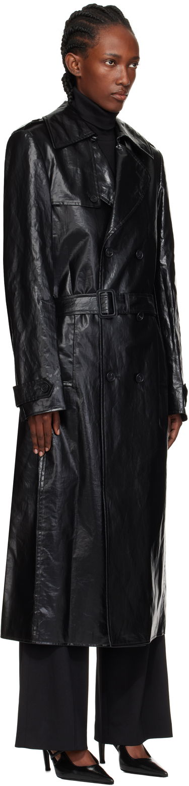 Kabáty Maison Margiela MM6 Maison Margiela Shiny Coated Linen Coat Čierna | SH2AH0011 M35617, 4