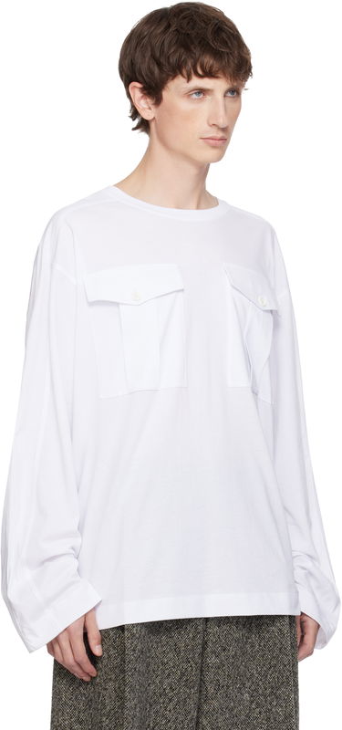 Tričko Dries Van Noten Dries Van Noten Long Sleeve Two Flap Chest Pocket T-shirt Biela | 252-021107-2600, 1