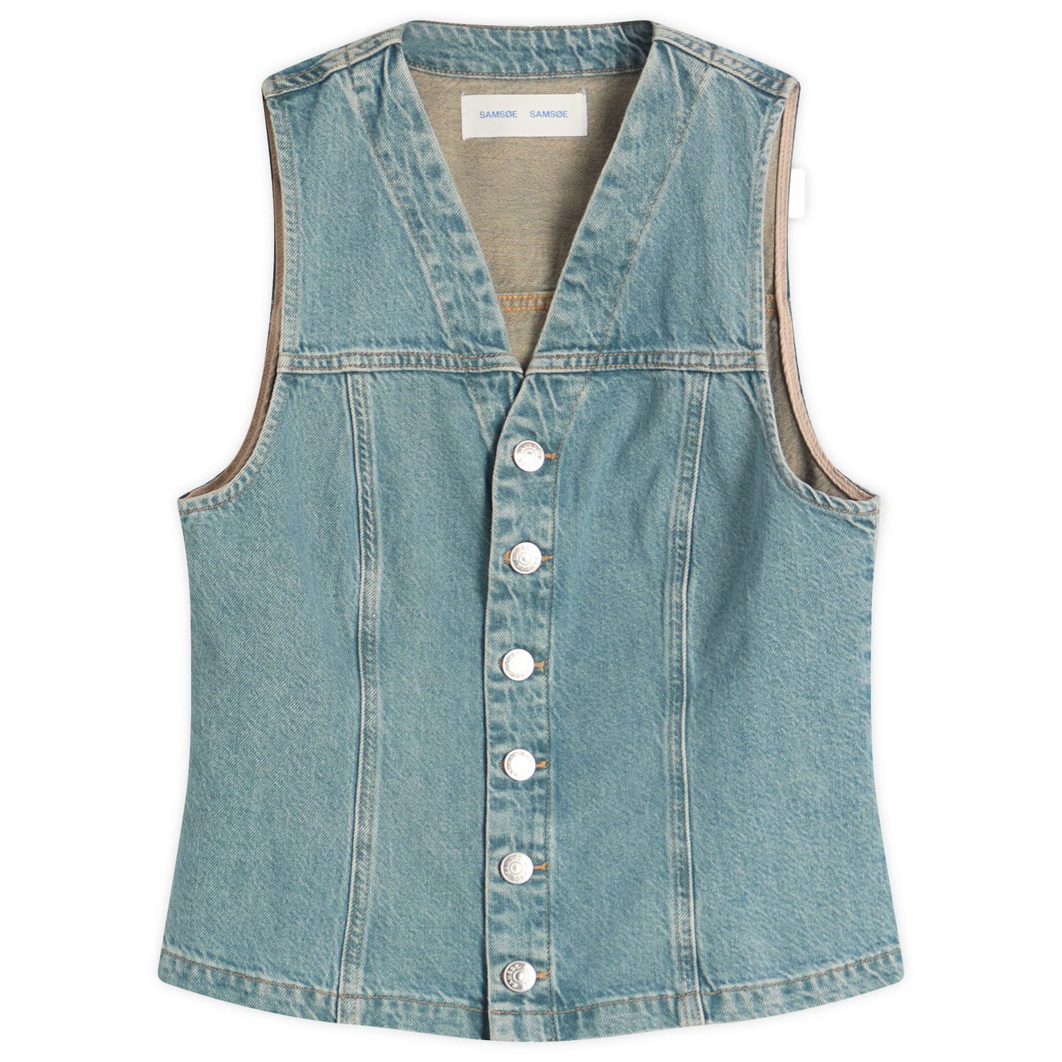 Vesta Samsoe Samsoe Sabeth Denim Vest, Size Medium Modrá | F25200020-CLR002159, 1