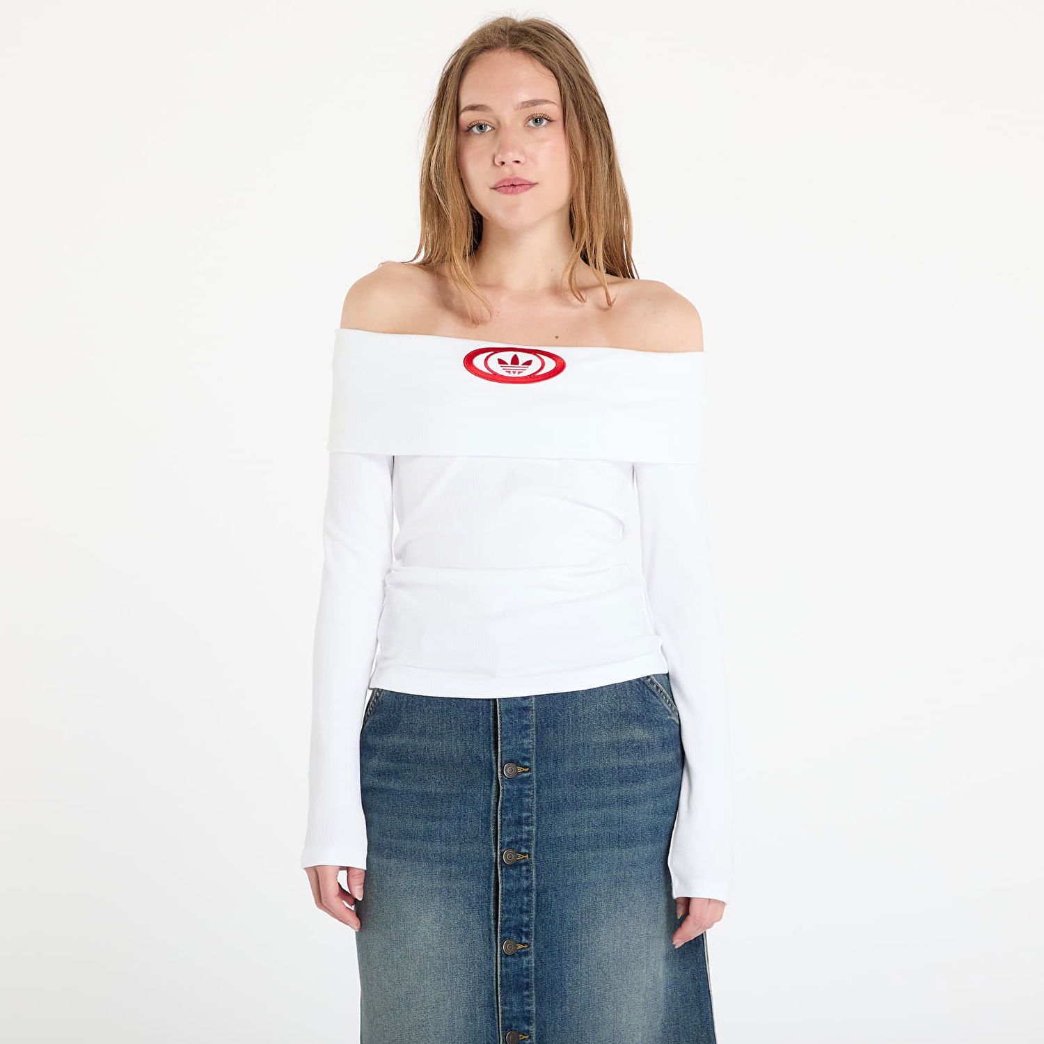 Sveter adidas Originals adidas Originals Off Shoulder Long Sleeve Top Biela | KA2691, 0