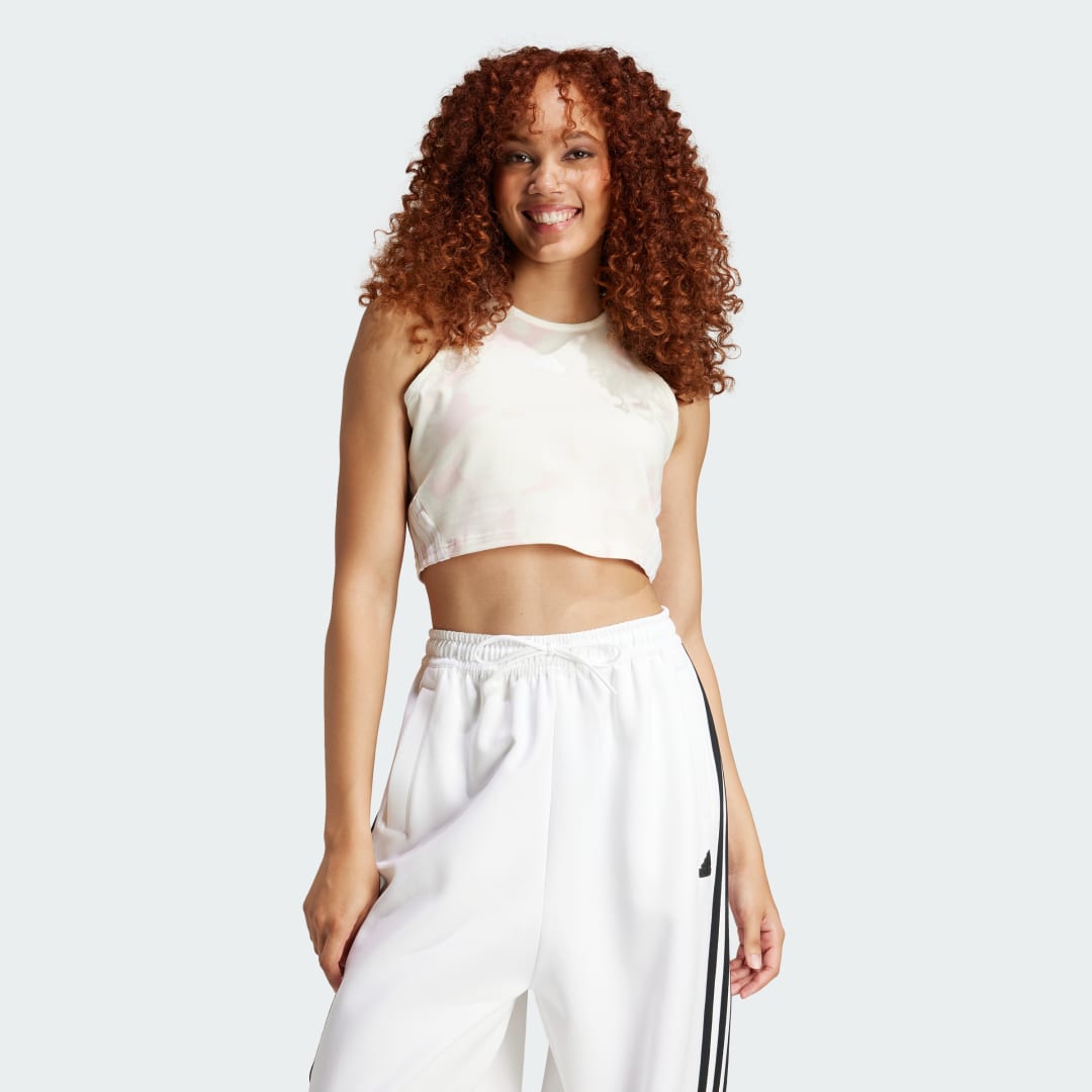 Tielko adidas Performance Future Icons 3-Stripes Crop Tank Top Béžová | IW7704, 0