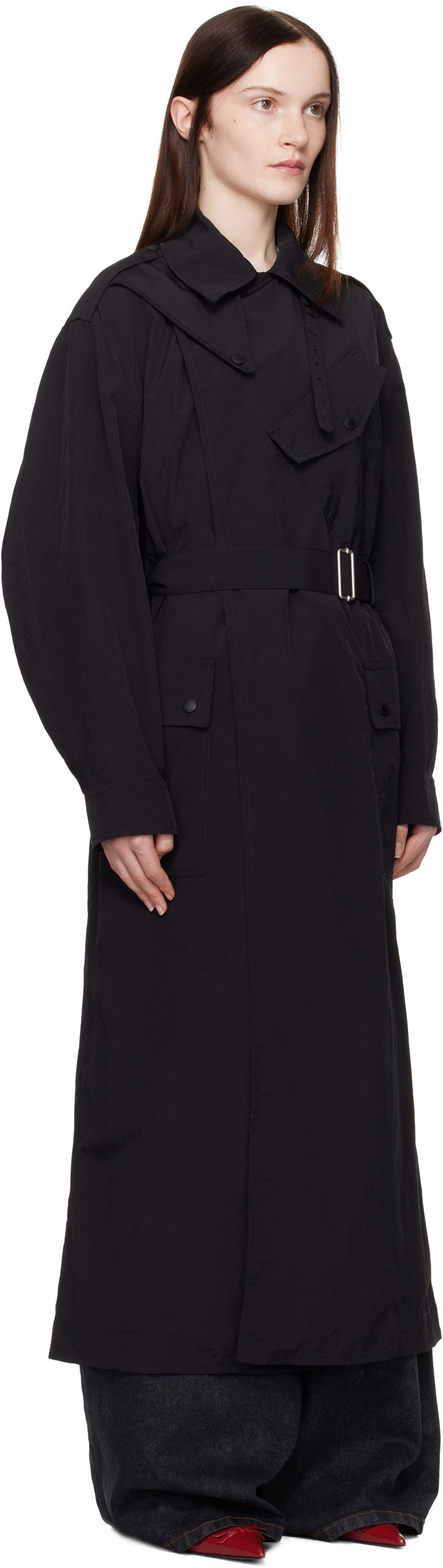Trenčkot KENZO Kenzo Paris Kimono Sleeves Long Trench Coat Čierna | FF52MA2249OK, 1