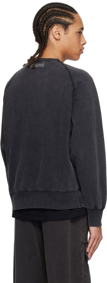 Sveter BAPE Washed Effect Relaxed Fit College Patch Sweatshirt by BAPE Čierna | 001SWK801001M, 2
