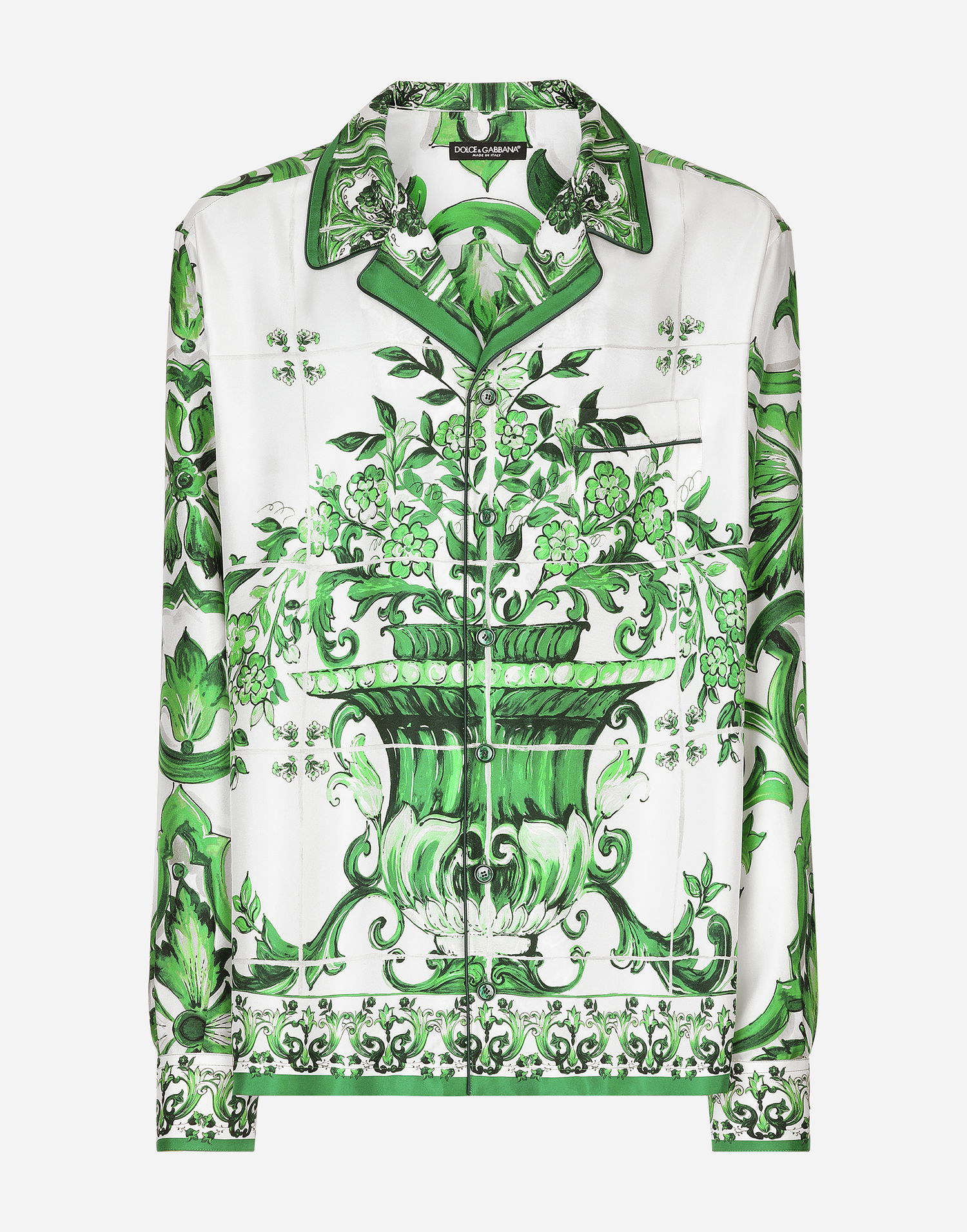 Košeľa Dolce & Gabbana Majolica Print Silk Twill Shirt Biela | G5IF1THI1SVHV3TN, 0