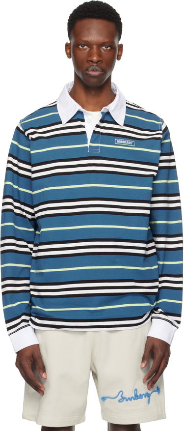 Polo tričko Burberry Burberry Long-Sleeve Striped Polo Modrá | 8106236, 0
