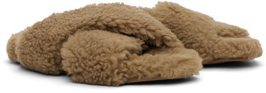 Oblečenie Yves Salomon Yves Salomon Curly Merino Slippers Hnedá | 25W23WAA162XXMECL, 3