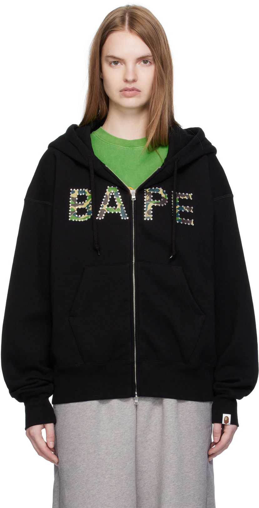 Mikina BAPE ABC Camo Crystal Logo Wide Hoodie Čierna | 001ZPL302005L