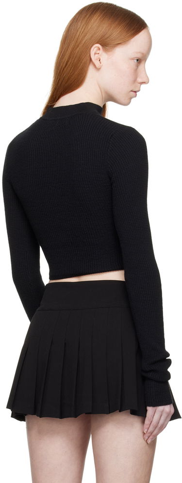 Crop Top GUIZIO Guizio Long Sleeve Tie-Front Cropped Top Čierna | DGF21B909, 2
