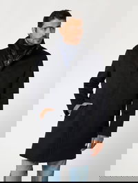 Wool Blend Coat With High Collar