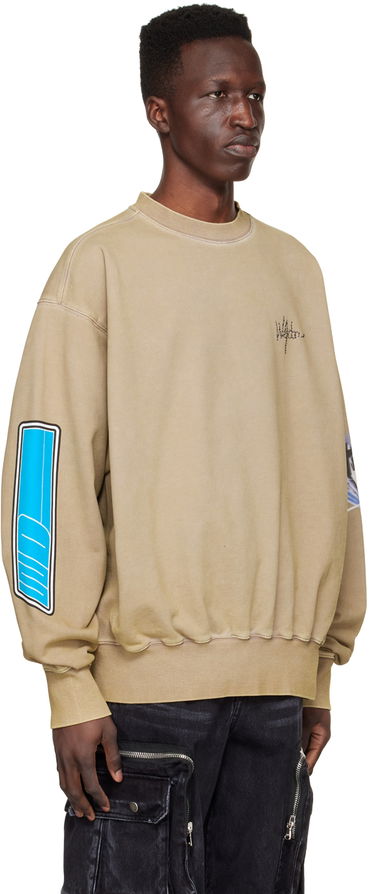 Sveter We11done We11done Graphic Print Cotton Sweatshirt Béžová | WD-TS1-22-667-U-KK, 1