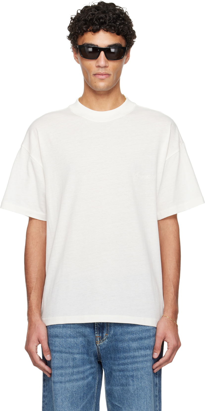 Tričko Fear of God ESSENTIALS Holiday Embroidered Essential T-shirt Biela | 125HO254282F