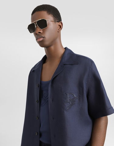 Košeľa Dolce & Gabbana Dolce & Gabbana Linen Shirt with DG Logo Embroidery Navy | G5JH9ZFU4LGB0665, 3