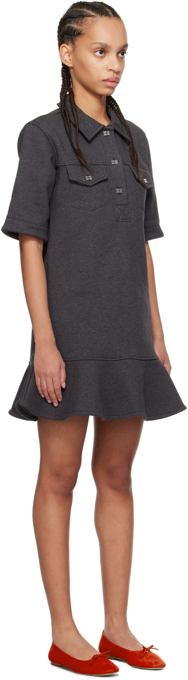 Šaty GANNI Ganni Heavy Fleece Mini Dress Šedá | T4108, 1
