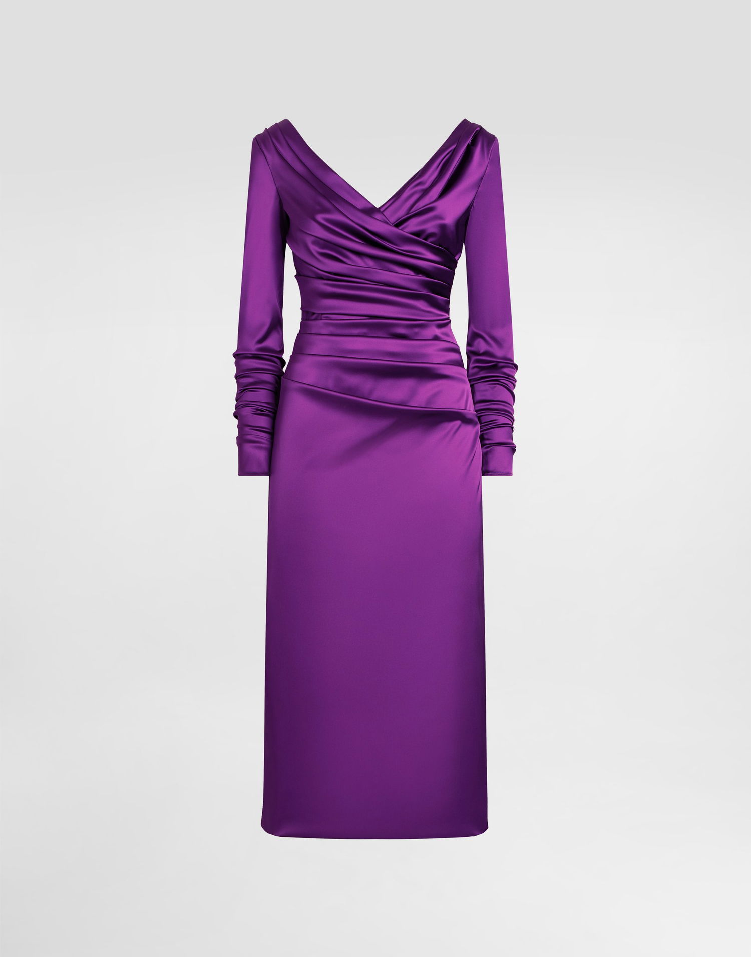 Šaty Dolce & Gabbana Dolce & Gabbana Stretch Satin Longuette Dress Fialová | F6DJFTFURHMF0571, 0