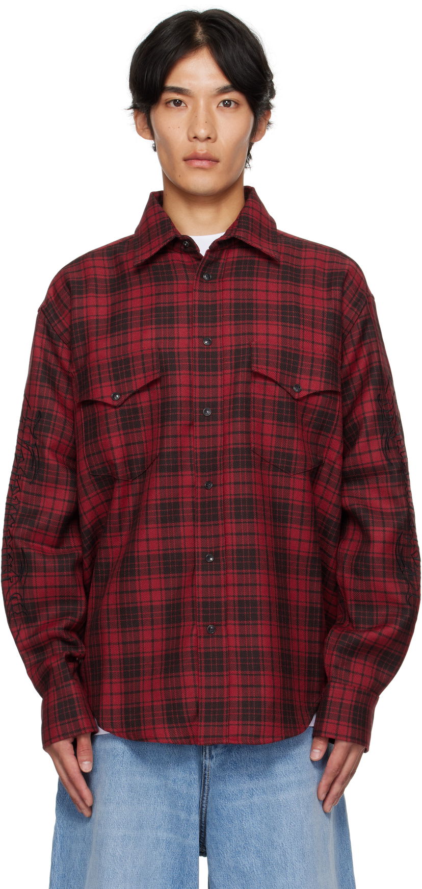 Košeľa VETEMENTS Vetements Plaid Embroidered Shirt Červená | UH76SH900BR