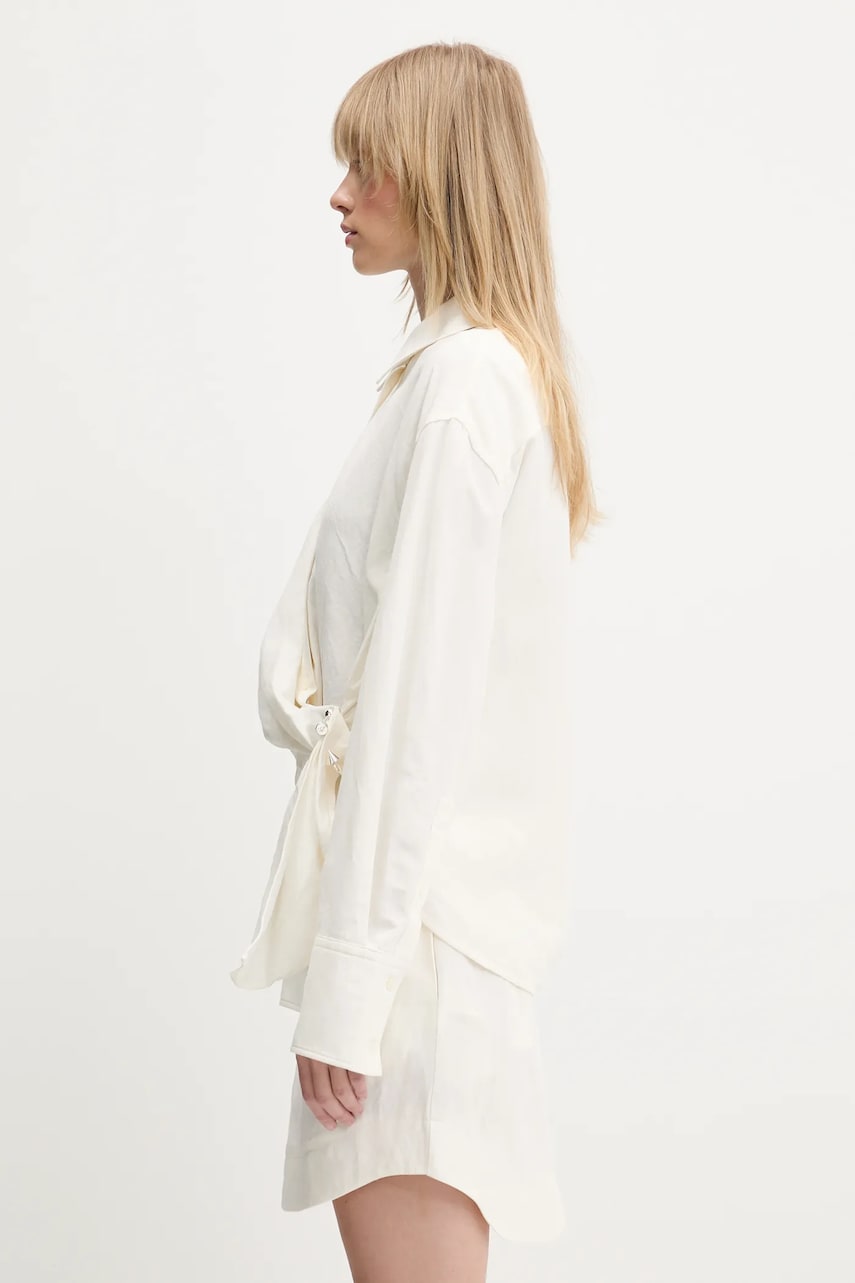 Šaty JW Anderson JW Anderson Draped Twisted Relaxed Linen-Blend Shirt Biela | SH0346.PG1690.002, 1