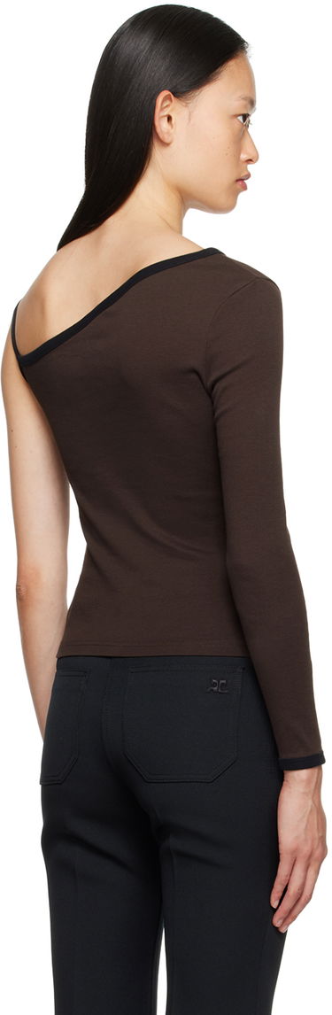 Tričko Courrèges Single-Shoulder Slim-Fit T-Shirt Hnedá | 323JTO209JS0070, 2