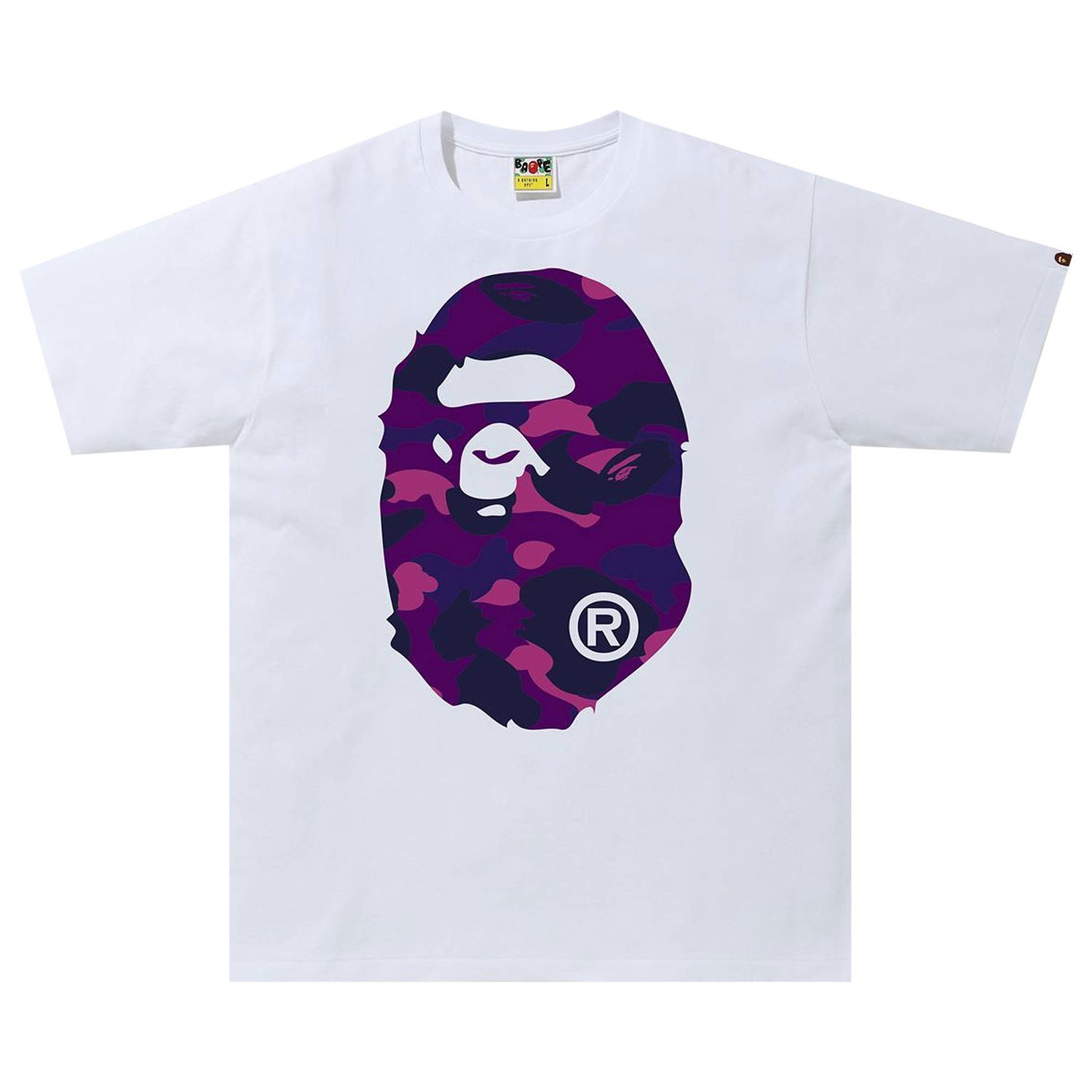 Tričko BAPE Color Camo Big Ape Head Tee Biela | 1G30 110 027 WHITE PURPLE, 1
