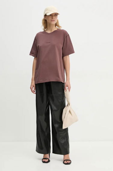 Tričko Nanushka Brown Cotton T-Shirt Fialová | NU24PFSH03578, 1