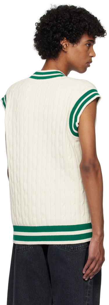 Sveter Fred Perry Fred Perry Cable Knit Tennis Vest Biela | K9721, 2