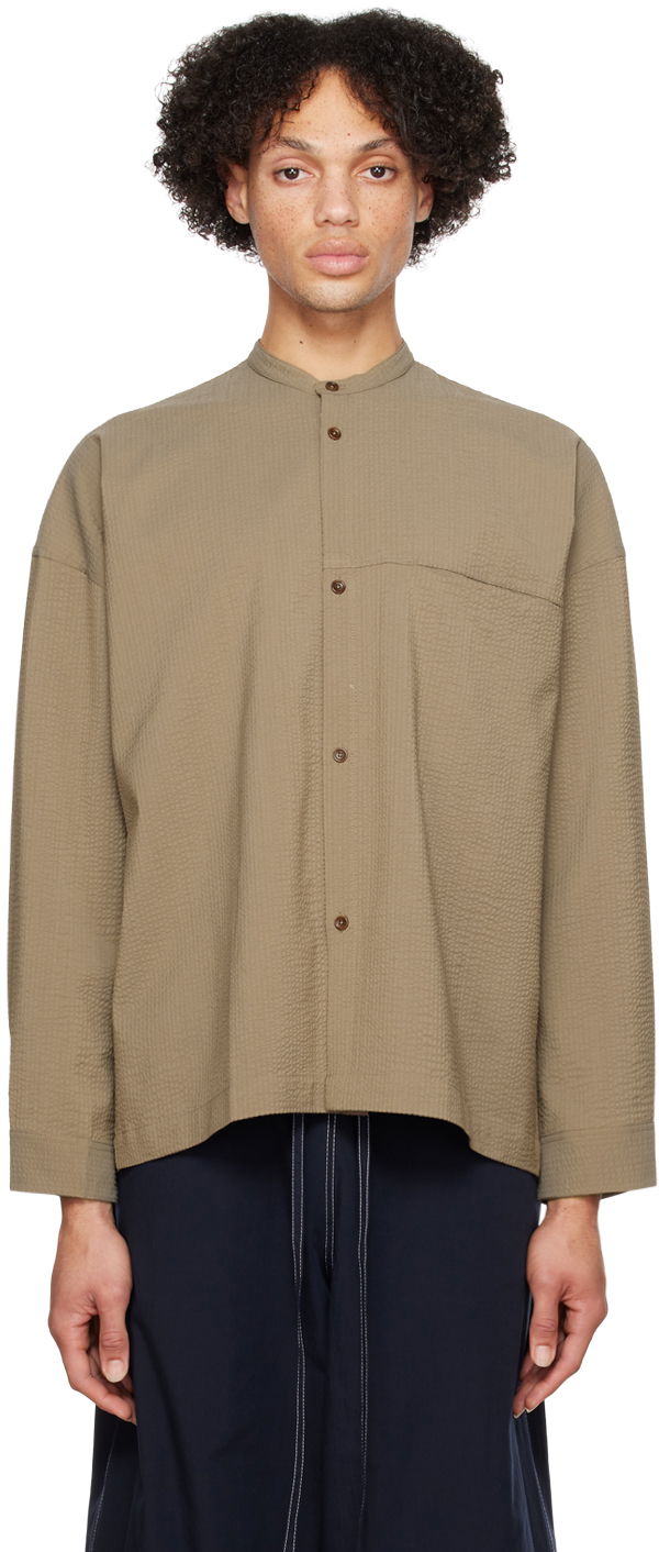 Košeľa sage NATION SAGE NATION Band Collar Shirt Zelené | S036 POCKET PARKA SHIRT, 0
