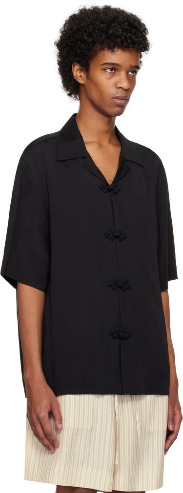 Košeľa Róhe Róhe Knotted Button Short Sleeve Shirt Čierna | 314-19-083, 1