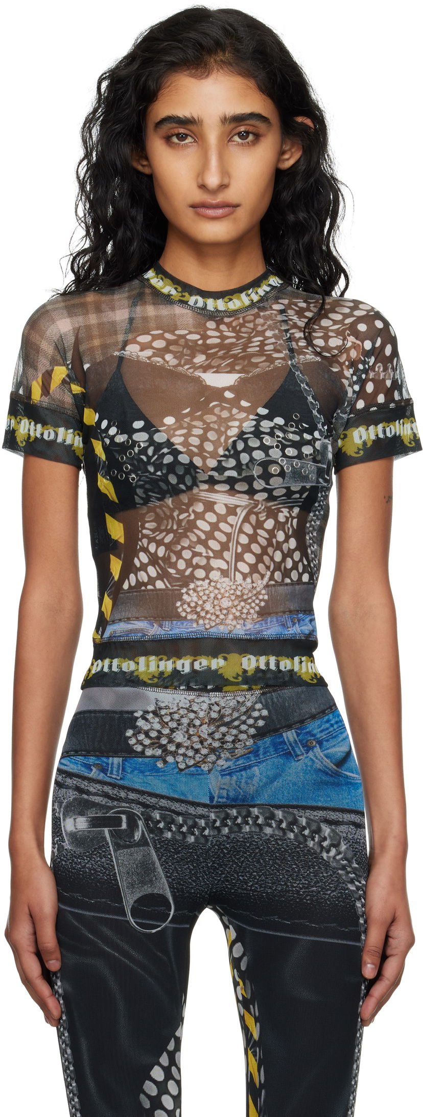 Tričko Ottolinger Ottolinger Mesh Print T-Shirt Čierna | 101-100401-04