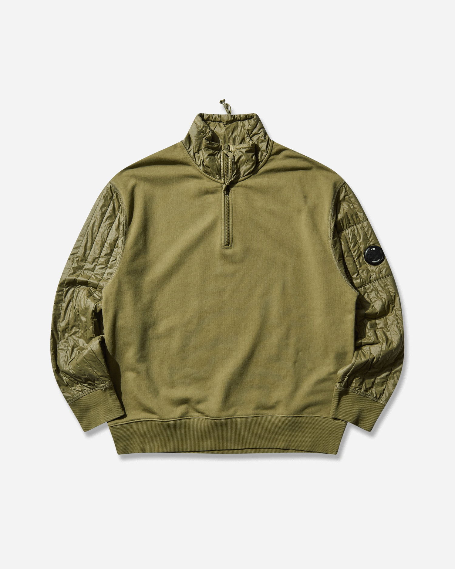 Mikina C.P. Company Diagonal Raised Fleece Mixed Half Zip Sweatshirt Zelené | 19CMSS052A-005835M 652, 1