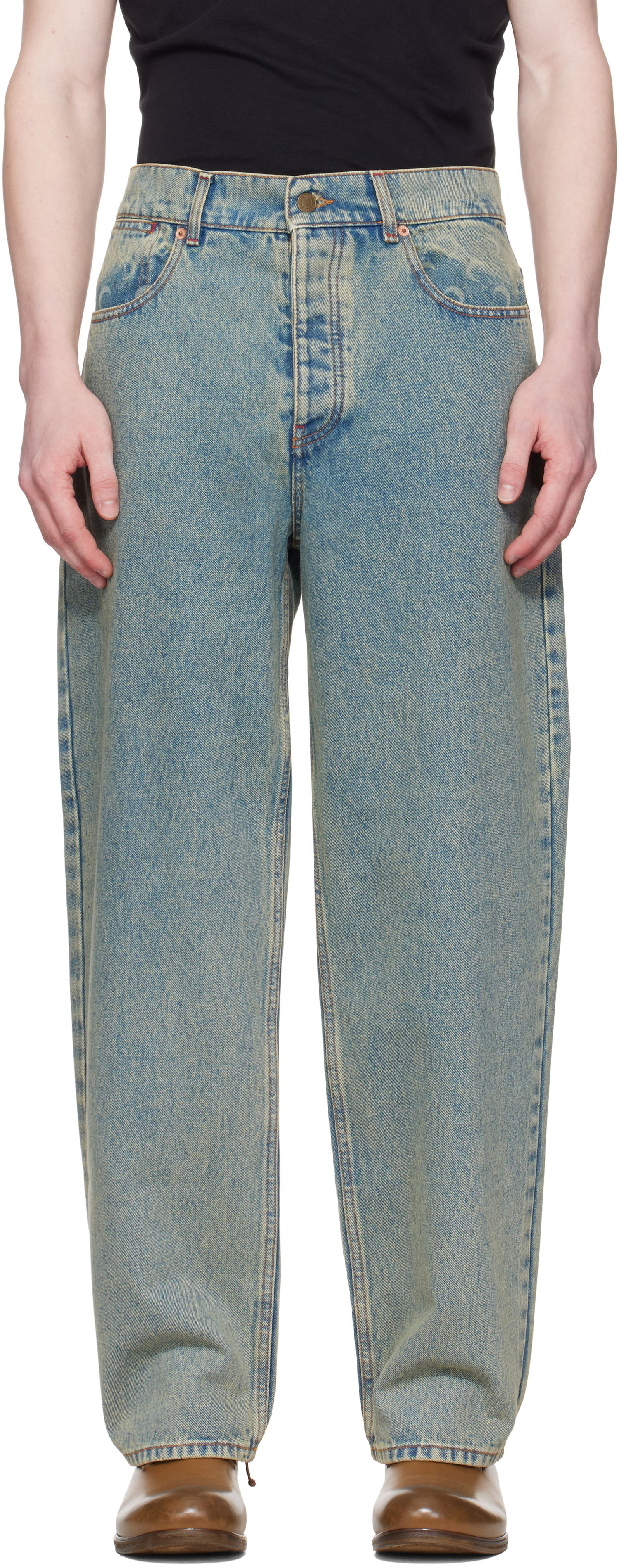 Džínsy Marine Serre Marine Serre Moon Laser Baggy Jeans Modrá | MPA070A CDEN0003, 0