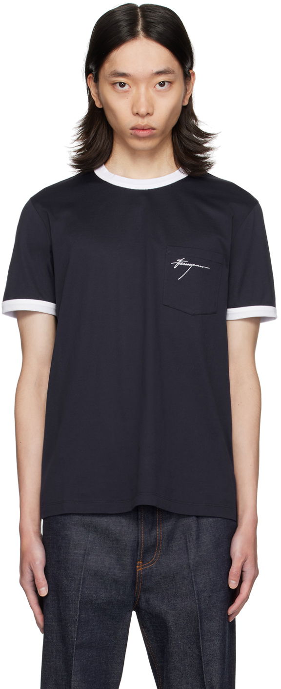 Tričko FERRAGAMO Signature Logo Pocket T-Shirt Čierna | 776385, 0