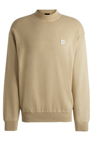 Sveter BOSS Relaxed-Fit Garment-Dyed Cotton Sweater Béžová | 50531503, 0