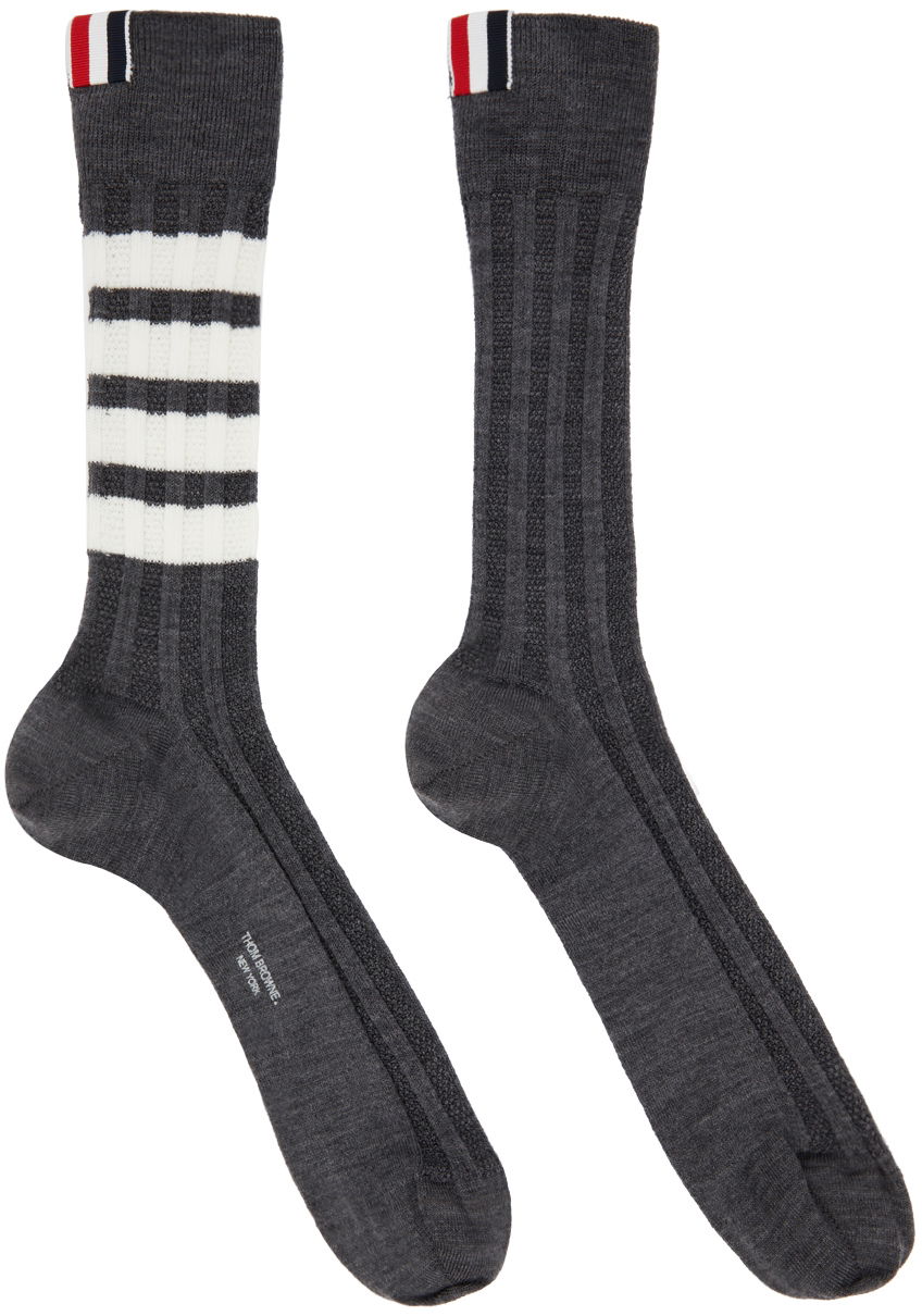 Ponožky Thom Browne Thom Browne 4-Bar Merino Wool Socks Šedá | MAS136A-Y1020, 0