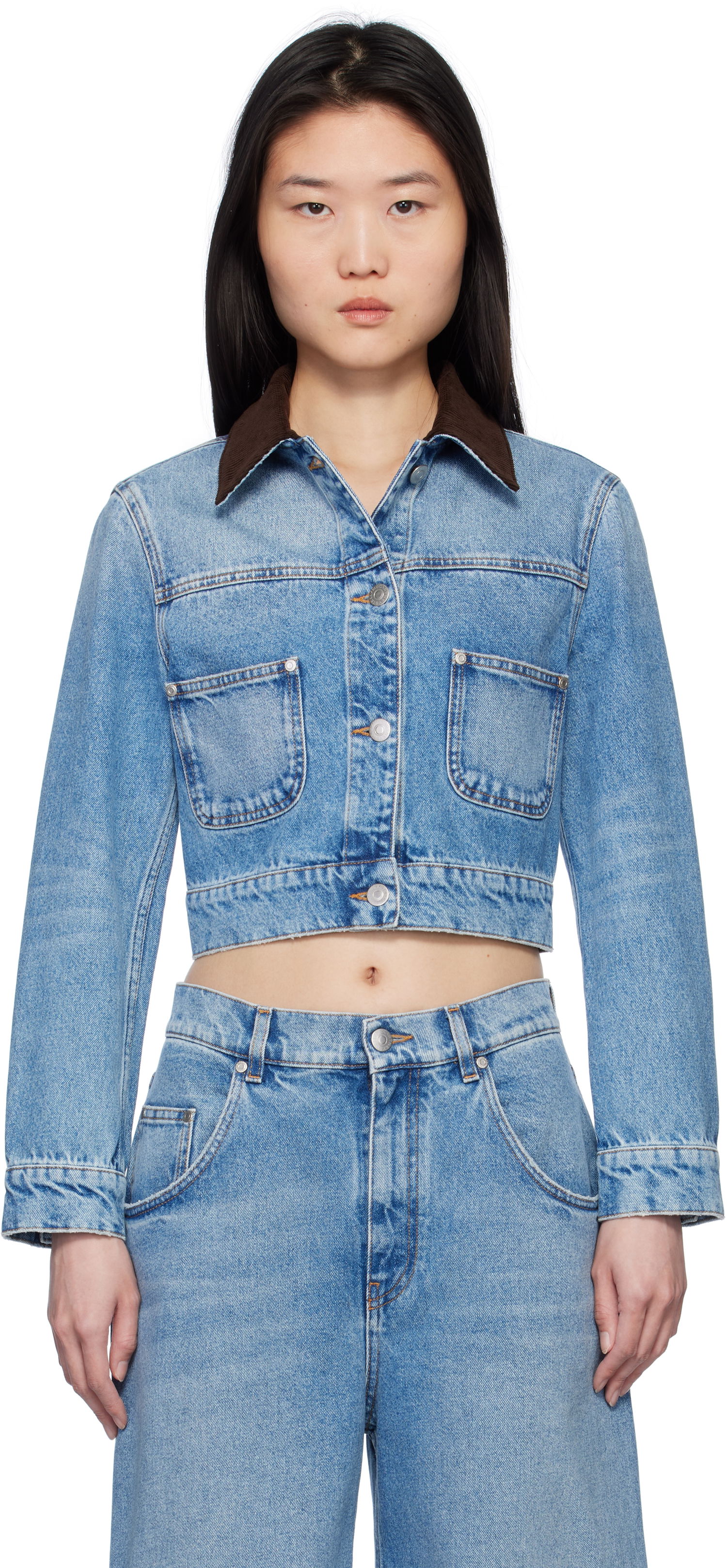 Bunda Stella McCartney Stella McCartney Vintage Wash Cropped Denim Jacket Modrá | 6D03543SQH05, 0