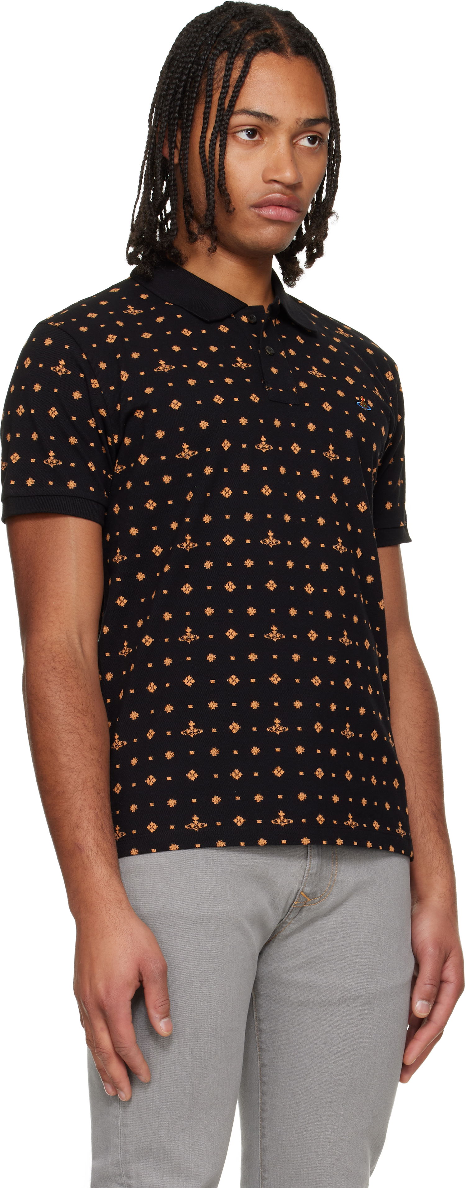 Polo tričko Vivienne Westwood Vivienne Westwood Classic Orb-Patterned Polo Čierna | 2H01000P-J00A6-, 1