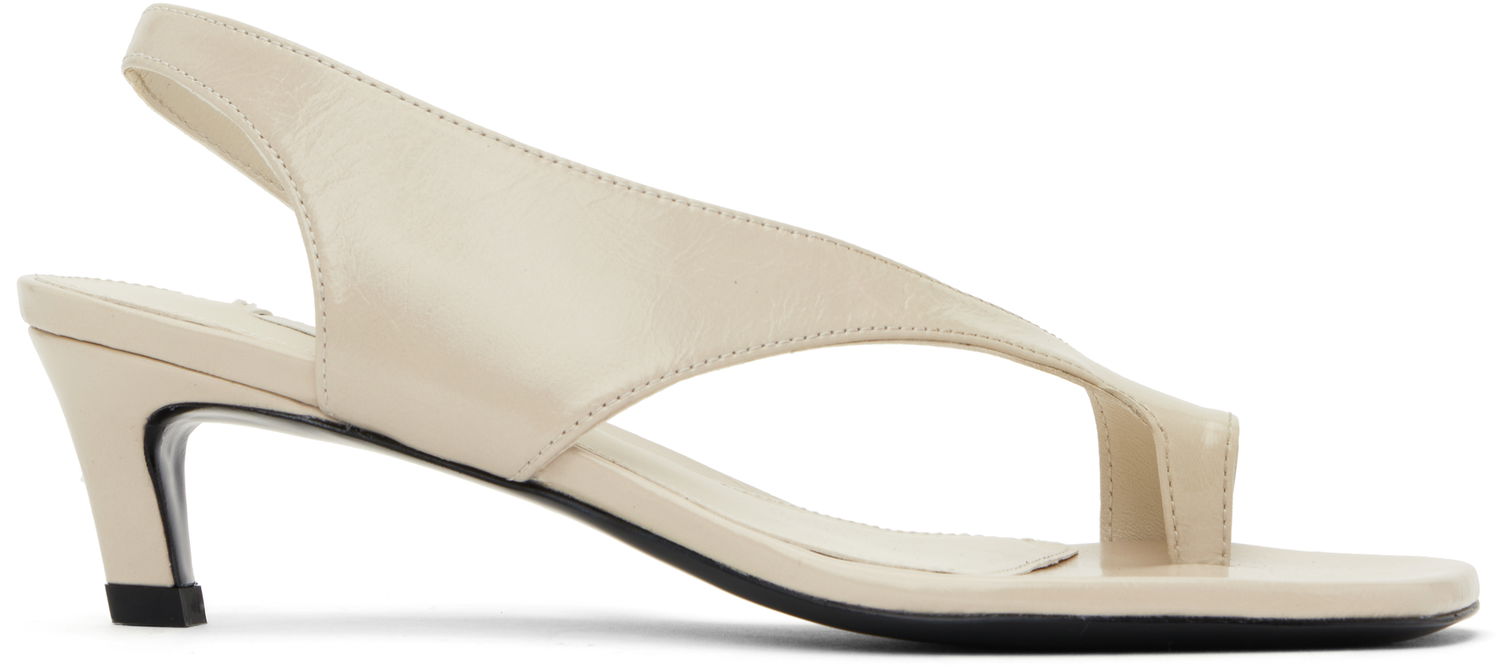 Starostlivosť o obuv TOTEME TOTEME Naplack Leather Thong Heeled Sandals Béžová | 252-WAS0201-LE0020, 0