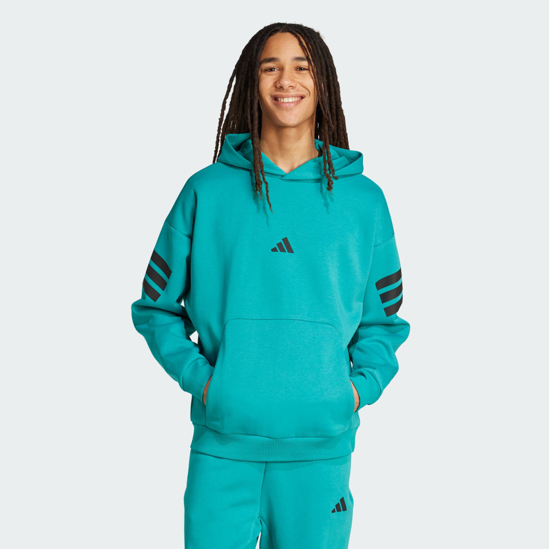 Mikina adidas Performance Future Icons 3-Stripes Hoodie Tyrkysová | JW7096, 0