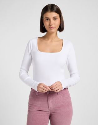 Tričká a tielka Lee Slim Long Sleeve Square Neck Top Biela | 112370952, 1