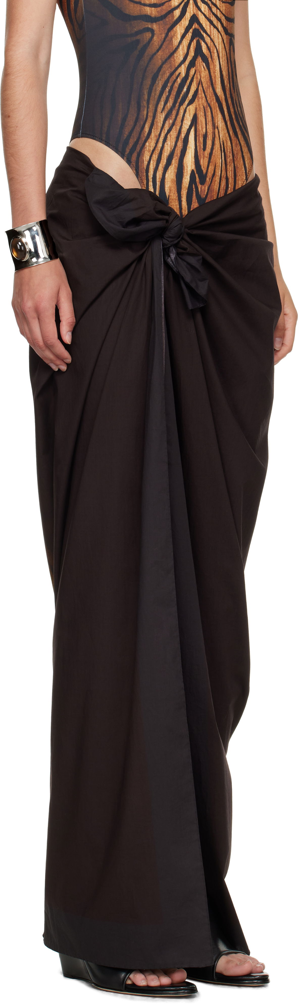 Sukňa Jean Paul Gaultier Jean Paul Gaultier Wood Print Cover-Up Maxi Skirt Čierna | 25/03-U-AC027-W035-0060, 1