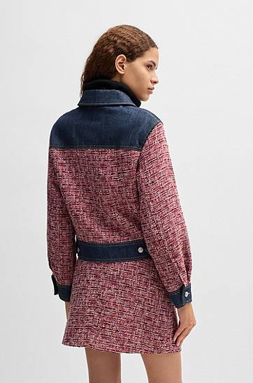 Bunda BOSS Tweed Jacket with Denim Trims Rôznofarebný | 50531002, 1