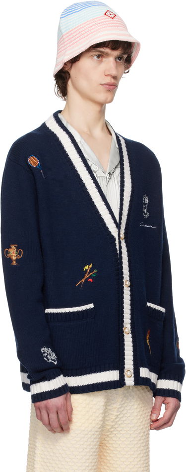 Sveter Casablanca Casablanca Cashmere Embroidered Cardigan Navy | U-MPS25-KW-861-01, 1