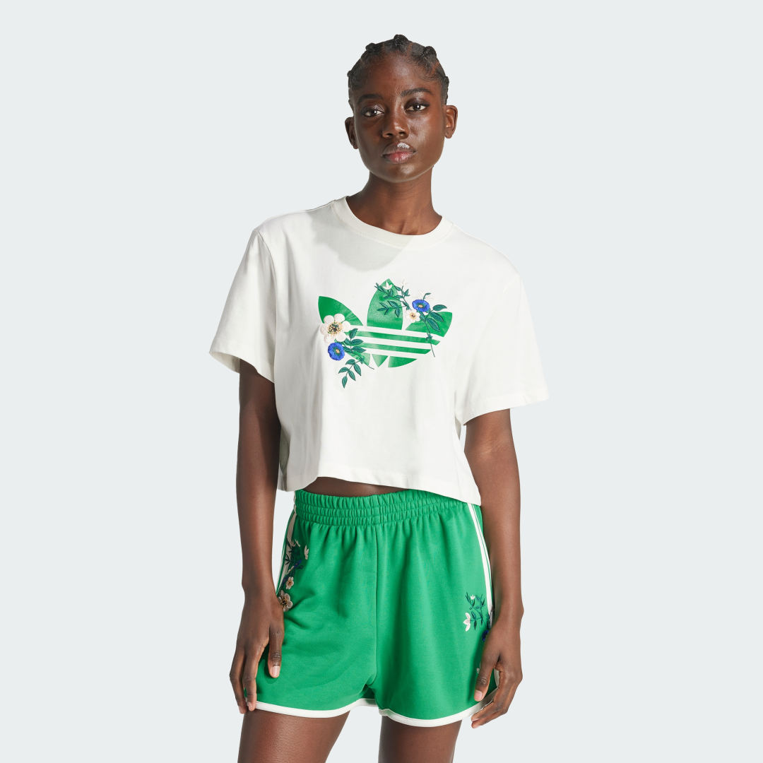 Crop Top adidas Performance Cropped Floral Trefoil Graphic T-Shirt Biela | IS3870, 0