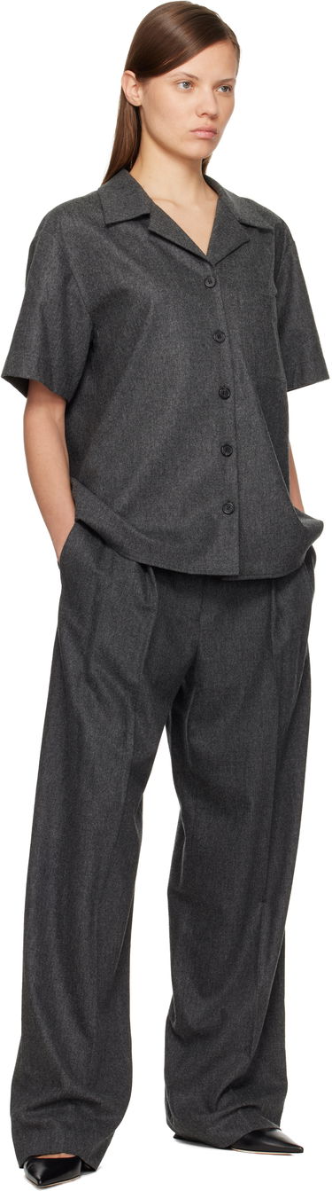 Košeľa Khaite Riordan Short-Sleeve Spread-Collar Shirt Šedá | 2414604, 3