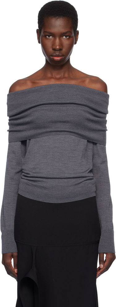 Sveter Stella McCartney Stella McCartney Off-The-Shoulder Light Wool Sweater Šedá | 6K10403S2598, 0