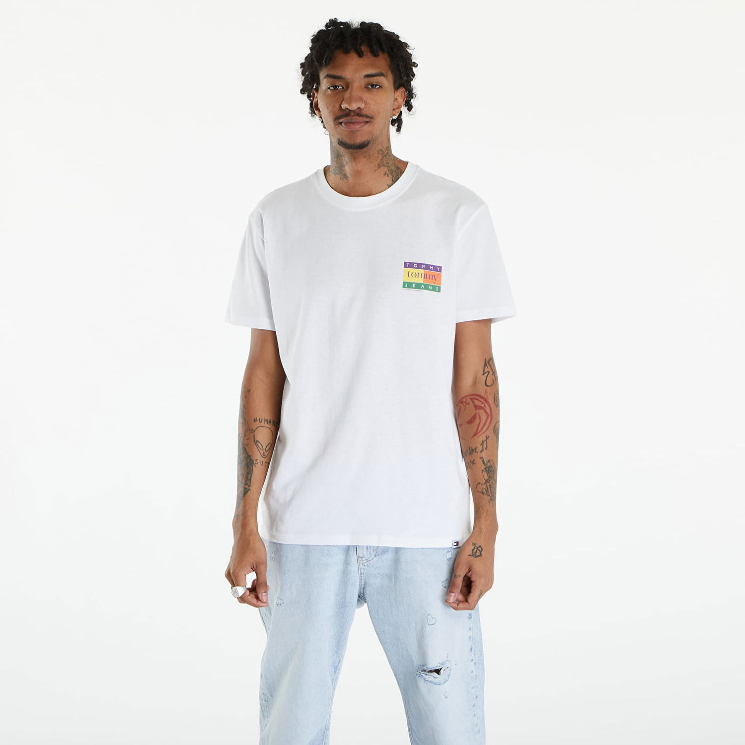 Tričko Tommy Hilfiger Oversized Serif Flag Logo Logo T-Shirt White Biela | DM0DM19171 YBR, 0