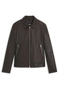 Regular-Fit Leather Jacket with Zip Closure