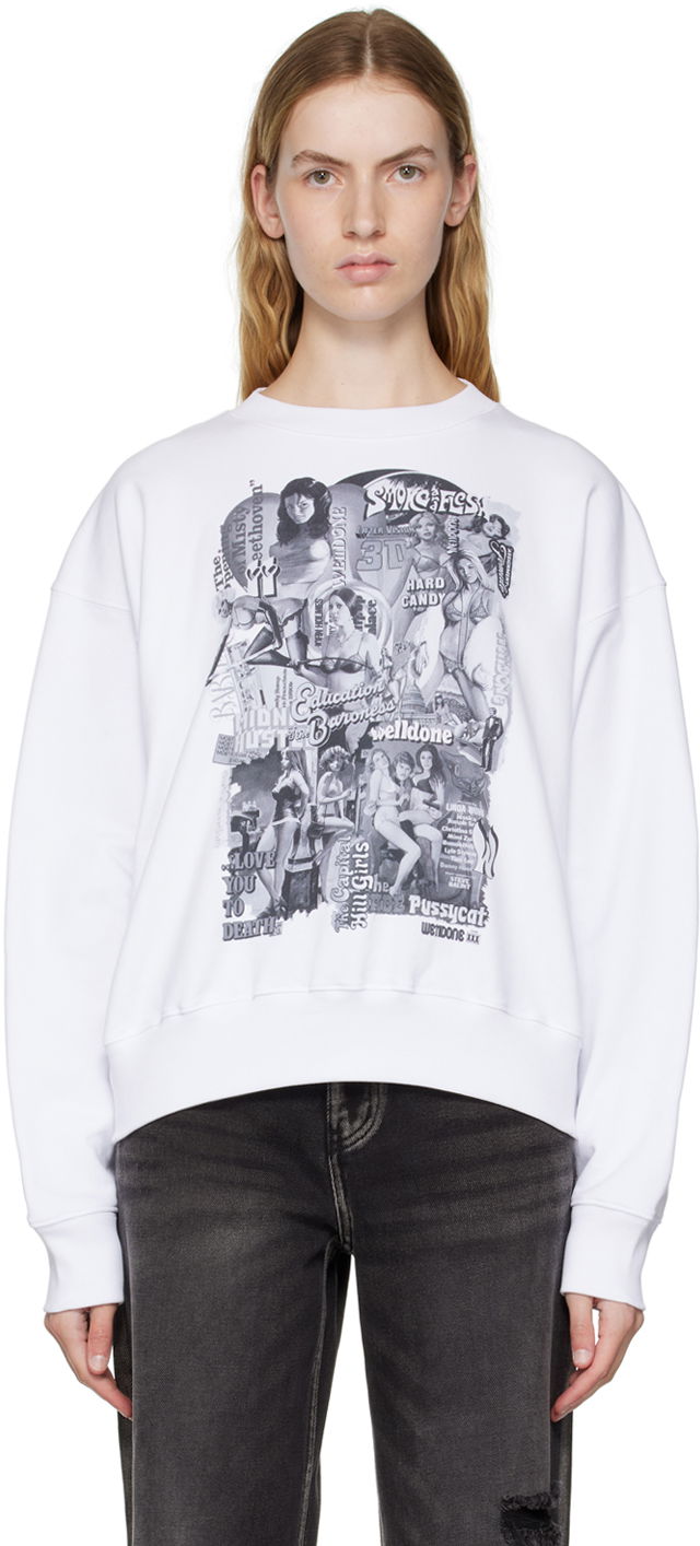 Mikina We11done Movie Collage Graphic Sweatshirt Biela | WD-TS3-22-743-U-WH, 0