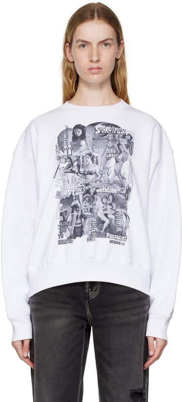 Mikina We11done Movie Collage Graphic Sweatshirt Biela | WD-TS3-22-743-U-WH, 0