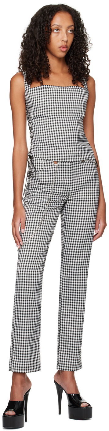 Tielko Miaou Miaou Vallois Gingham Corset Top Čierna | 7061GINOND, 3