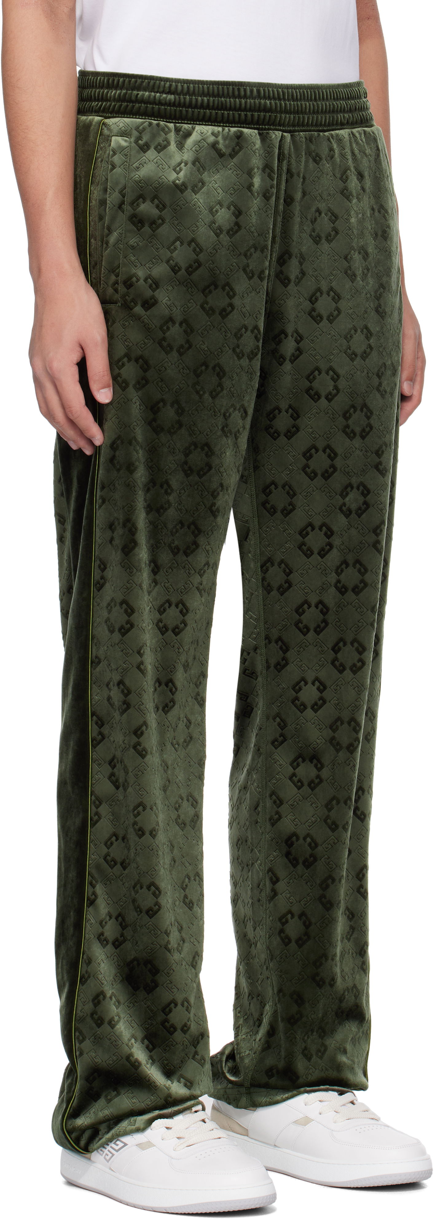 Tepláky Givenchy Monogram Velvet Sweatpants Zelené | BM51HS316Z300, 1